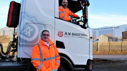 An apprentice HGV driver is celebrating after being the first to successfully qualify as a Class 1 driver under a new apprenticeship programme run by the AV Dawson driver training academy