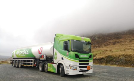 A specially designed HVO renewable diesel green tanker and newly branded red tankers.