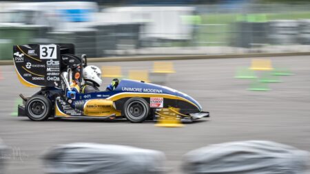 The winning car from the 2023 Formula Student UK competition