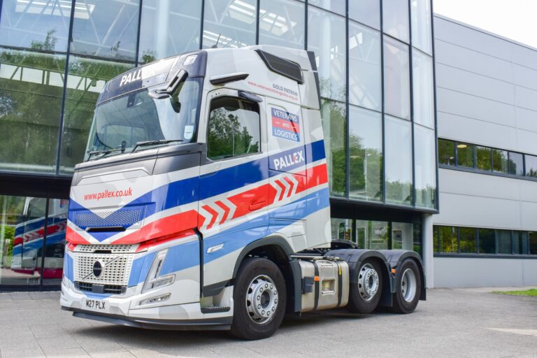 Pall-Ex tractor unit with Veterans into Logistics livery