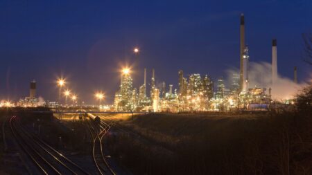 Lindsey Oil Refinery at dusk