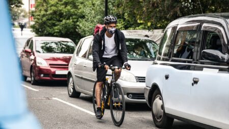 cyclist in London pollution