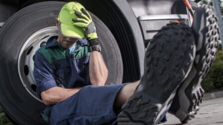 depressed looking man sitting down by wheel