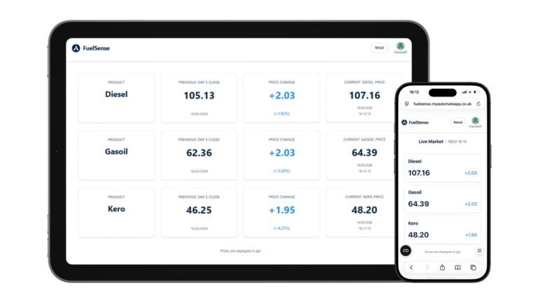 Screen with the FuelSense platform displayed