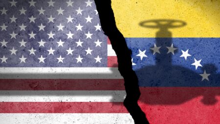 USA and Venezuelan flag montage