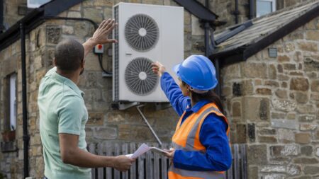 Heat pump installer and customer