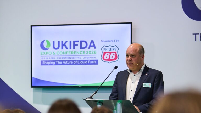 Geoff Henderson of Phillips 66 speaking at the UKIFDA Expo 2026