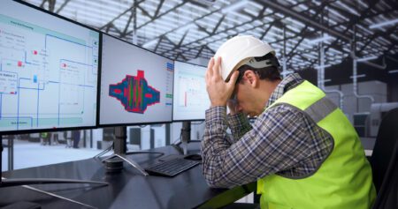 Stressed industrial worker