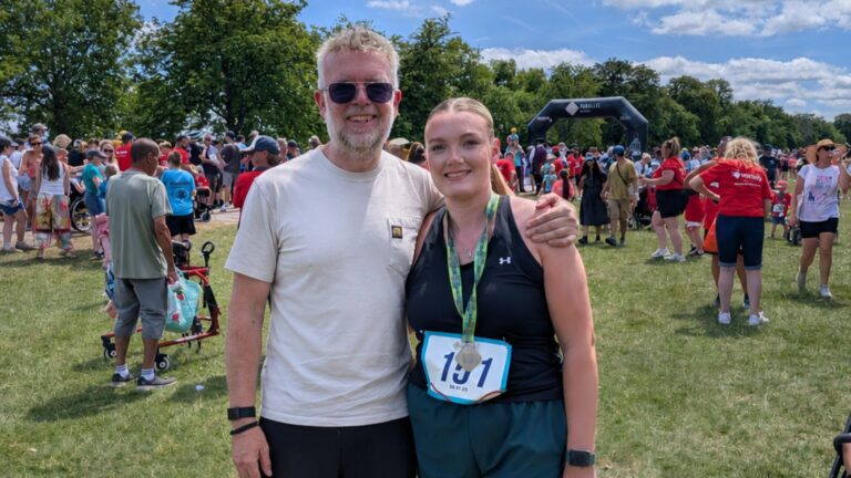 Emily Derham completes a 5k challenge for Immunodeficiency UK