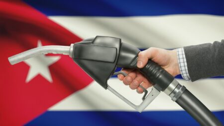 Cuban flag with fuel pump image