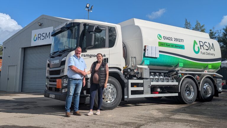 Emily taking delivery of RSM's new fuel truck
